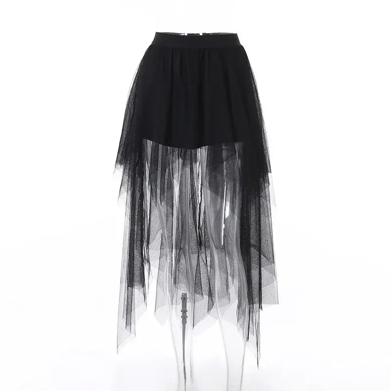 Jupes décontractées Punk Sexy en maille taille haute irrégulière pour femmes, nouvelle jupe polyvalente de style gothique européen et américain pour l'été