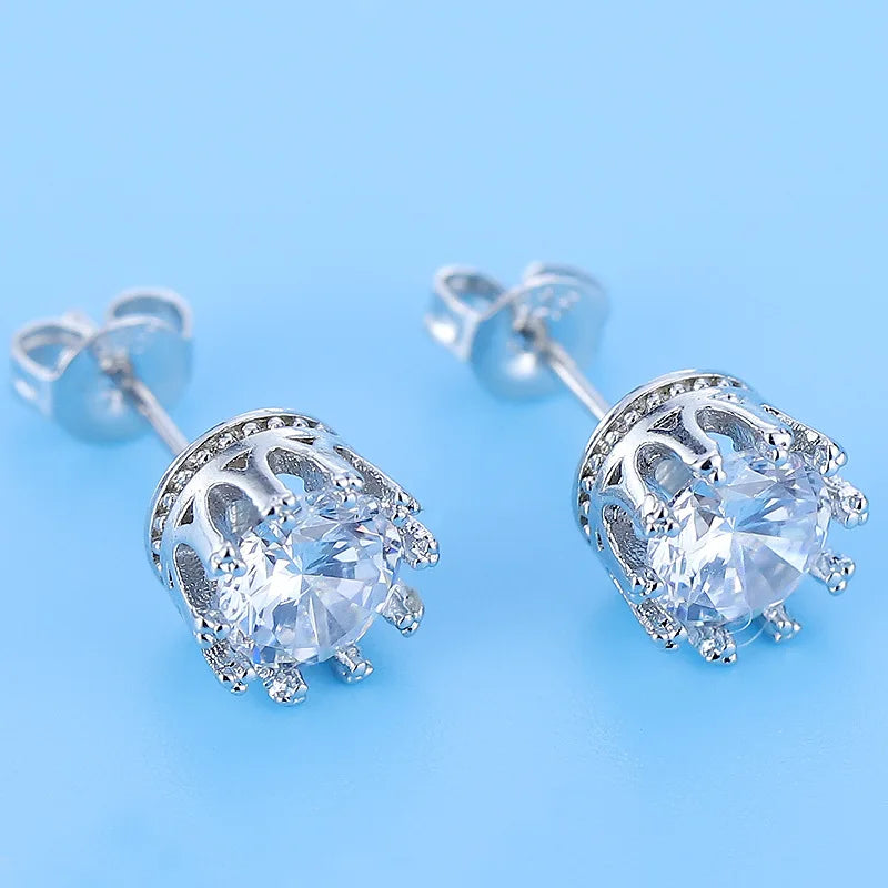 Boucles d'oreilles clous classiques en Zircon 5A de luxe — Argent sterling 925