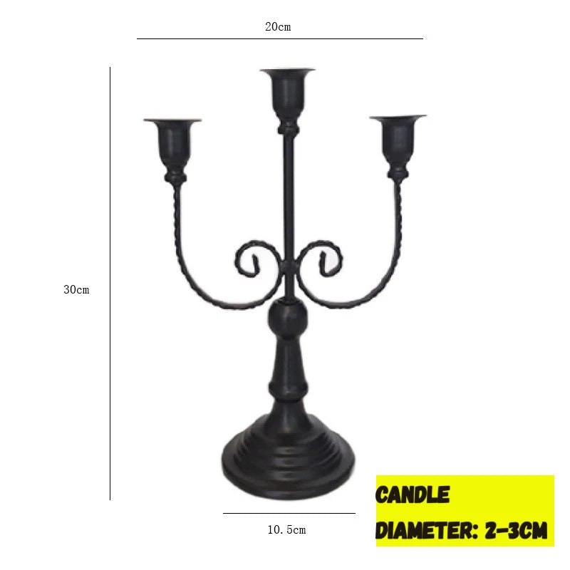 Chandelier en Métal Vintage, Bougeoir à 3 Bras/3 Coupelles avec Base Solide, Décoration de Mariage, Centre de Table Rétro pour Ornement de Table à Domicile