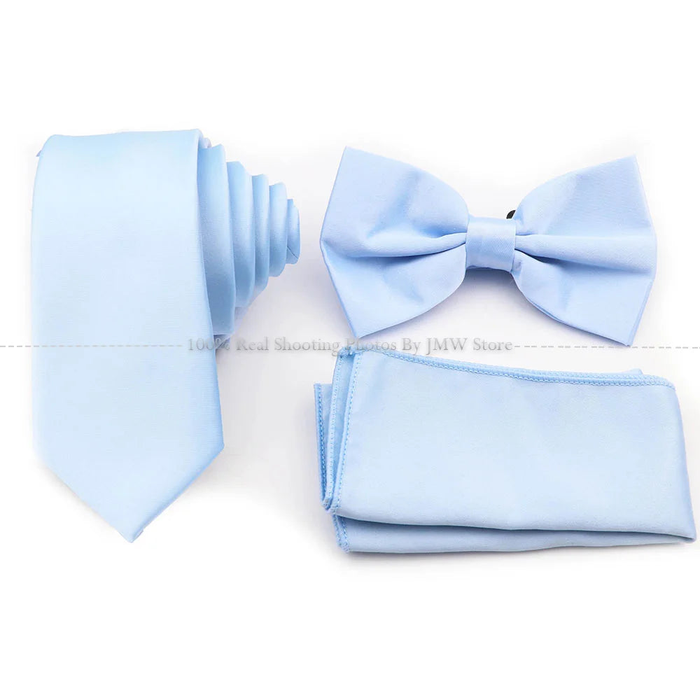 Ensemble cravate et nœud papillon violet bleu sauge vert en polyester, boutons de manchette et broche pour costume de marié, cravate de mariage, accessoire de chemise