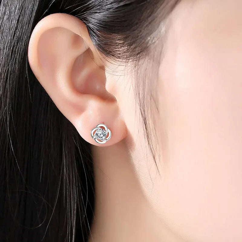 Boucles d'oreilles créoles en Zircon scintillant — Argent sterling 925