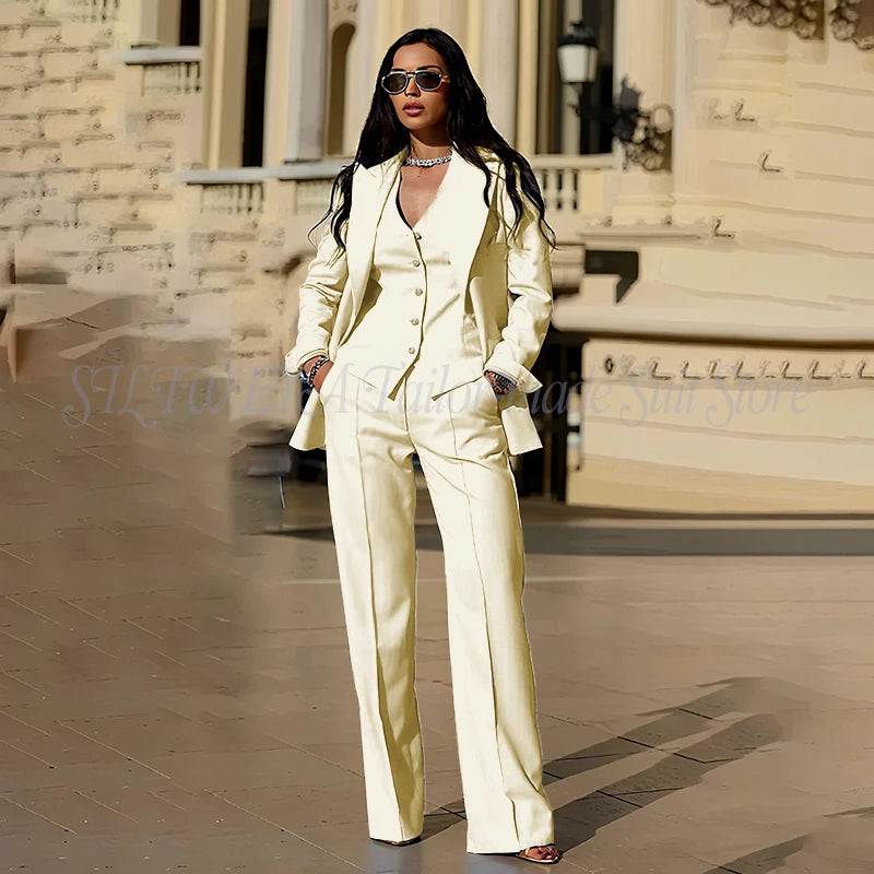 Ensembles tailleur 3 pièces pour femme : veste, pantalon et gilet - Tenues décontractées élégantes pour le bureau - Vêtements féminins de haute qualité - Ensembles blazer chics et formels
