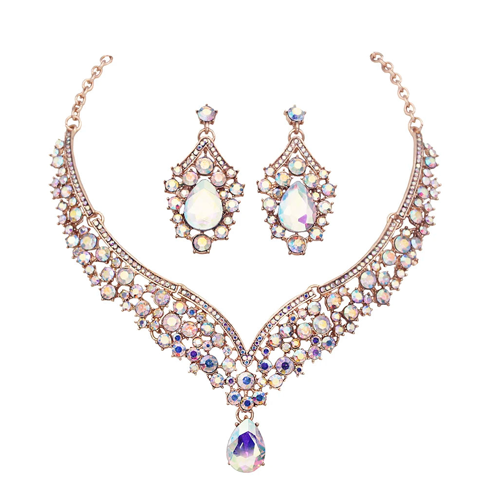 Princess Crown Bridal Jewelry Set — Necklace, Earrings & Crown