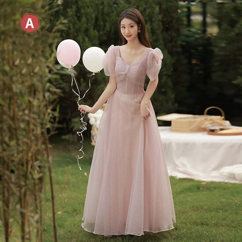 Robe de demoiselle d'honneur féerique printemps-été 2026 pour sœurs minces, robe de soirée de mariage élégante