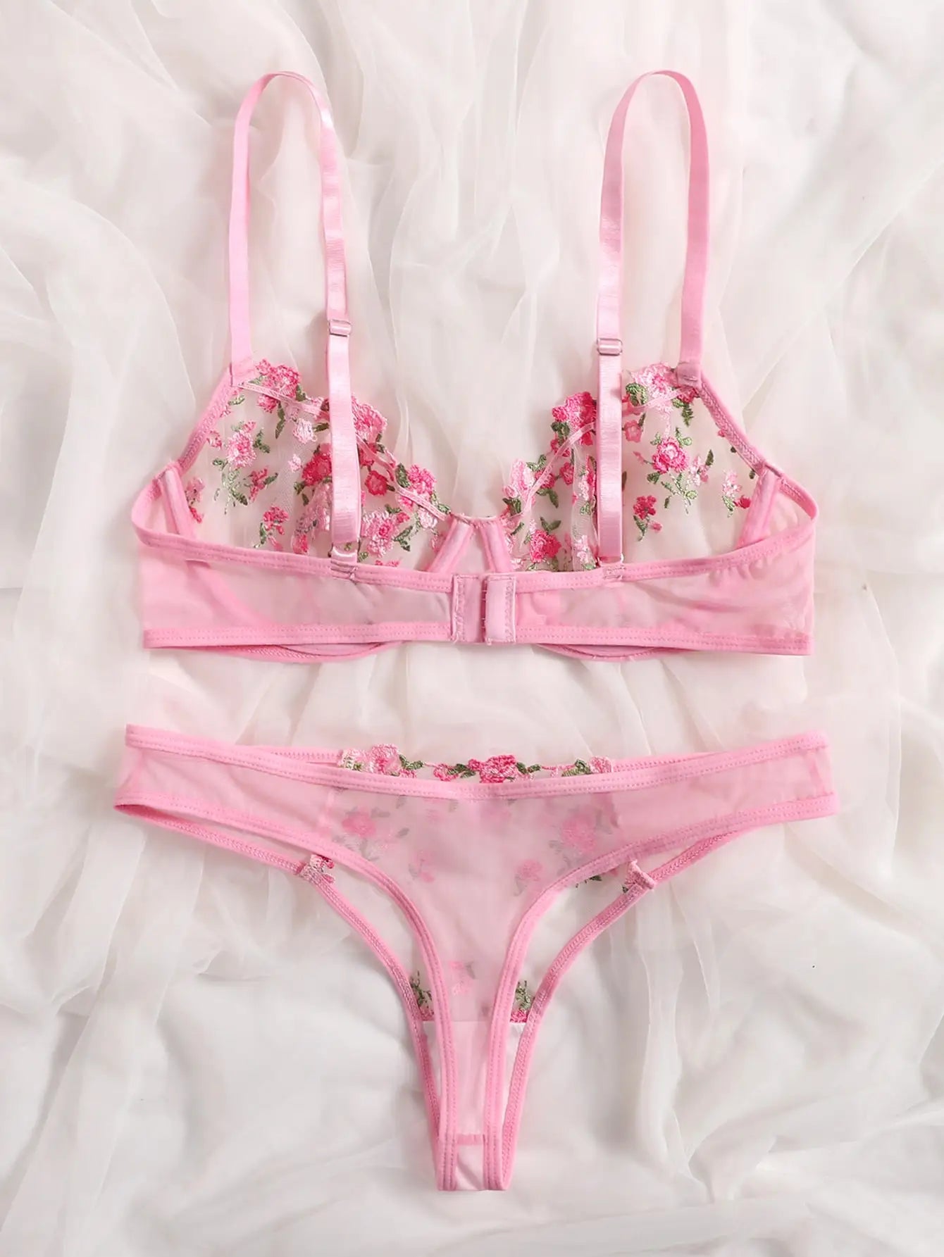 Lingerie Sexy Broderie Florale Sous-Vêtements Dentelle Transparente Court Kits de Soins de la Peau Ensemble Fée Délicate Femme 2 Pièces