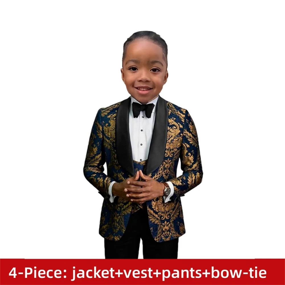 Costume garçon habillé pour soirée, costume pour enfants, costume de mariage pour garçons, blazer floral bleu marine, costumes de bal pour enfants