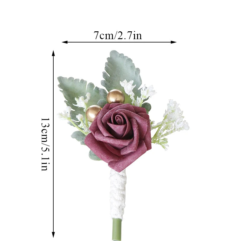 Korean-Style Fabric Flower Boutonniere Corsage Pin | Groom & Wedding Party