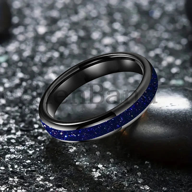 Bague de mariage pour homme 4/6/8mm - Bague en carbure de tungstène avec sable galactique concassé Espace cosmique Bague de mariage unisexe Bague de fiançailles Pour lui
