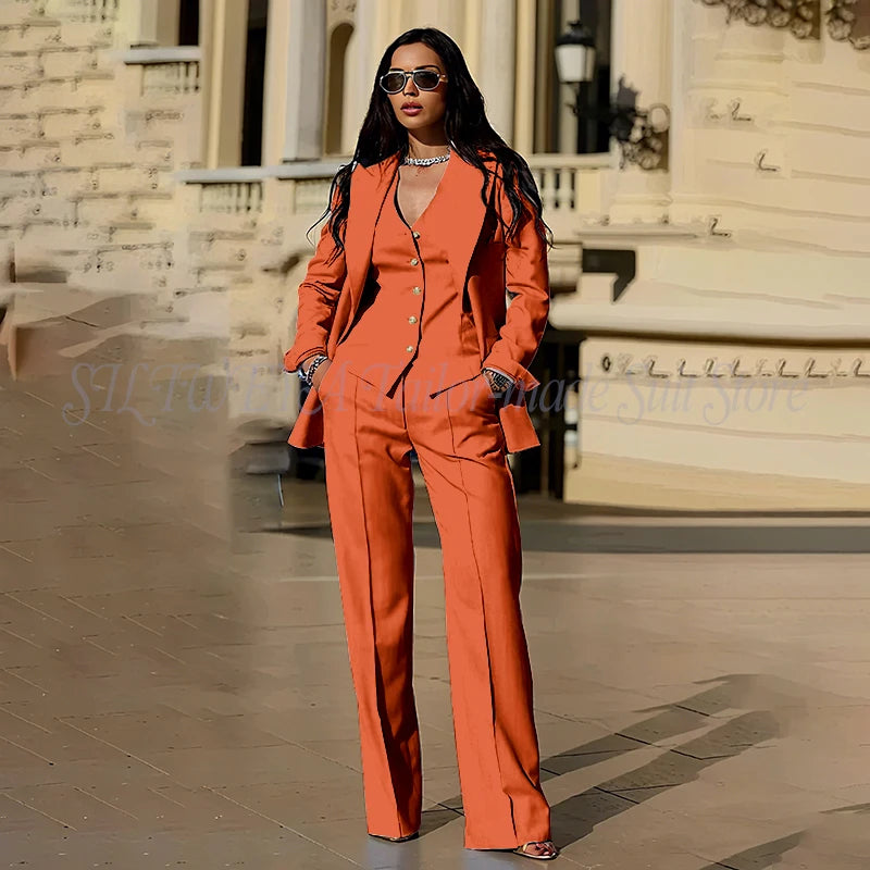 Ensembles tailleur 3 pièces pour femme : veste, pantalon et gilet - Tenues décontractées élégantes pour le bureau - Vêtements féminins de haute qualité - Ensembles blazer chics et formels