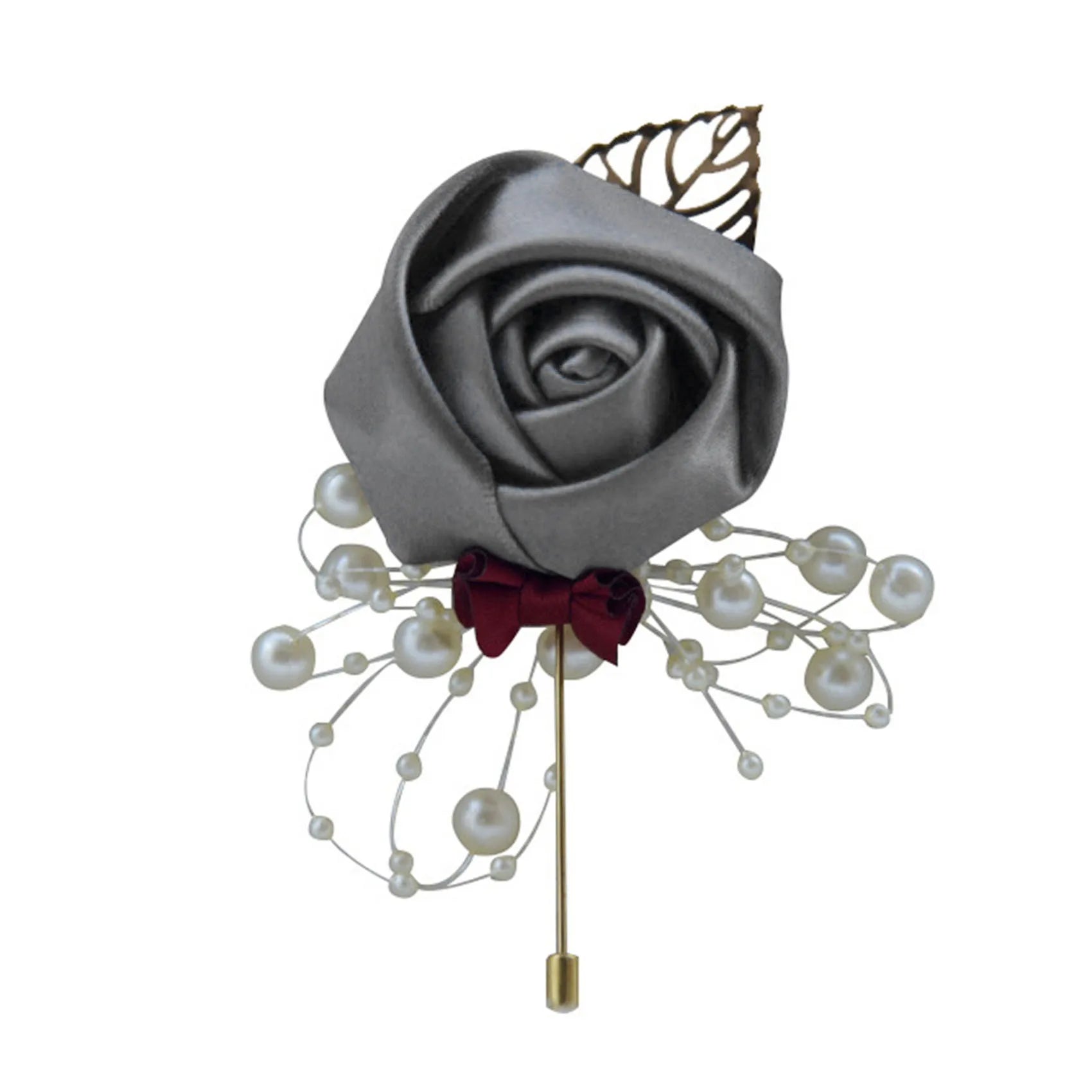 Satin Rose Corsage Brooch | Wedding Boutonniere & Bridal Accessory