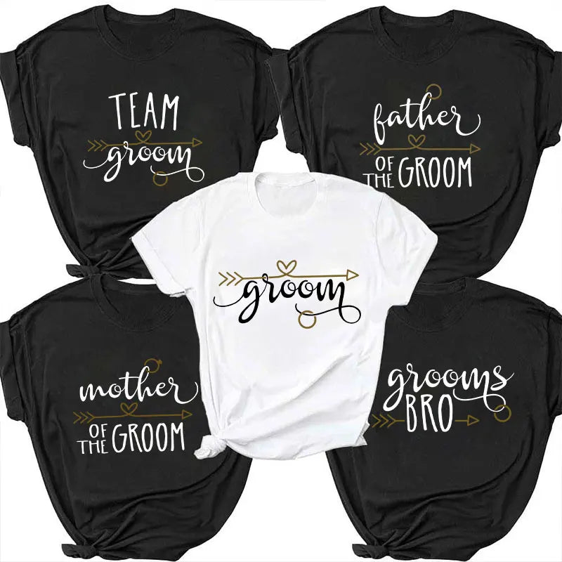 T-shirt « Team Groom » pour le père de la mariée, la mère du marié, pour les enterrements de vie de célibataire, t-shirts pour garçons d'honneur, hauts Y2K assortis pour toute la famille