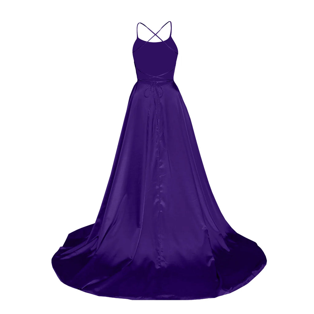 Robe de Demoiselle d'Honneur Bleu Marine pour Mariages Femme Invitée 2024 Sexy à Fines Bretelles Fendue Robes de Soirée Longues