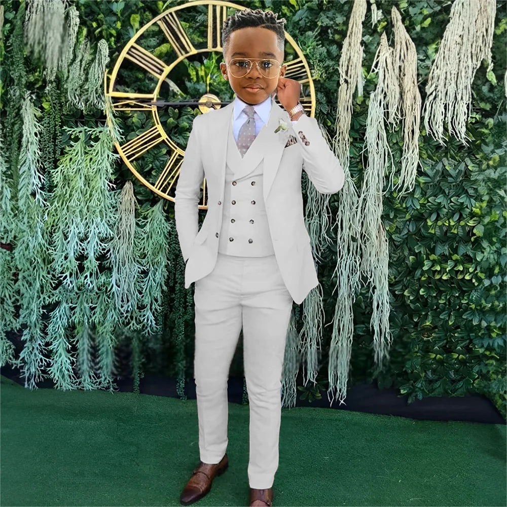 Ensemble Costumes Garçon 3 Pièces Veste Gilet Pantalon Tenue de Banquet Fête Élégant Smoking Enfant Vêtements d'Invité de Mariage 2-20T