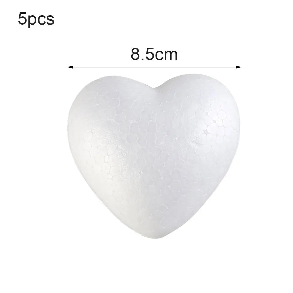 Moule Cœur en Mousse 6/8.5/10/15cm Boules Blanches Bricolage en Polystyrène pour Décoration de Mariage, Jouets, Fête