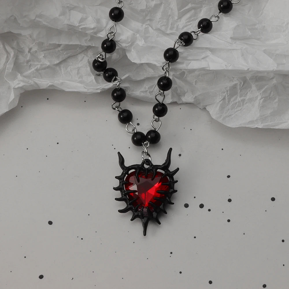 Parure collier chauve-souris gothique et croix superposées — Style sombre Y2K