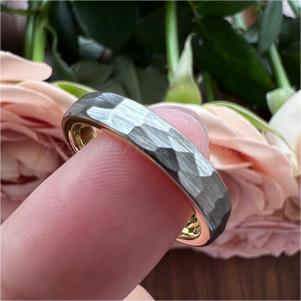 6mm 8mm Hammered Tungsten Carbide Wedding Band for Men Women Domed Brushed Finish Fashion Jewelry Comfort Fit