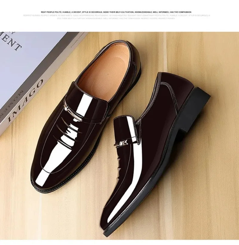 Chaussures habillées pour homme Pointures 38-49, Mocassins formels à haut brillant, Chaussures de mariage de luxe, Chaussures de conduite décontractées et confortables pour hommes