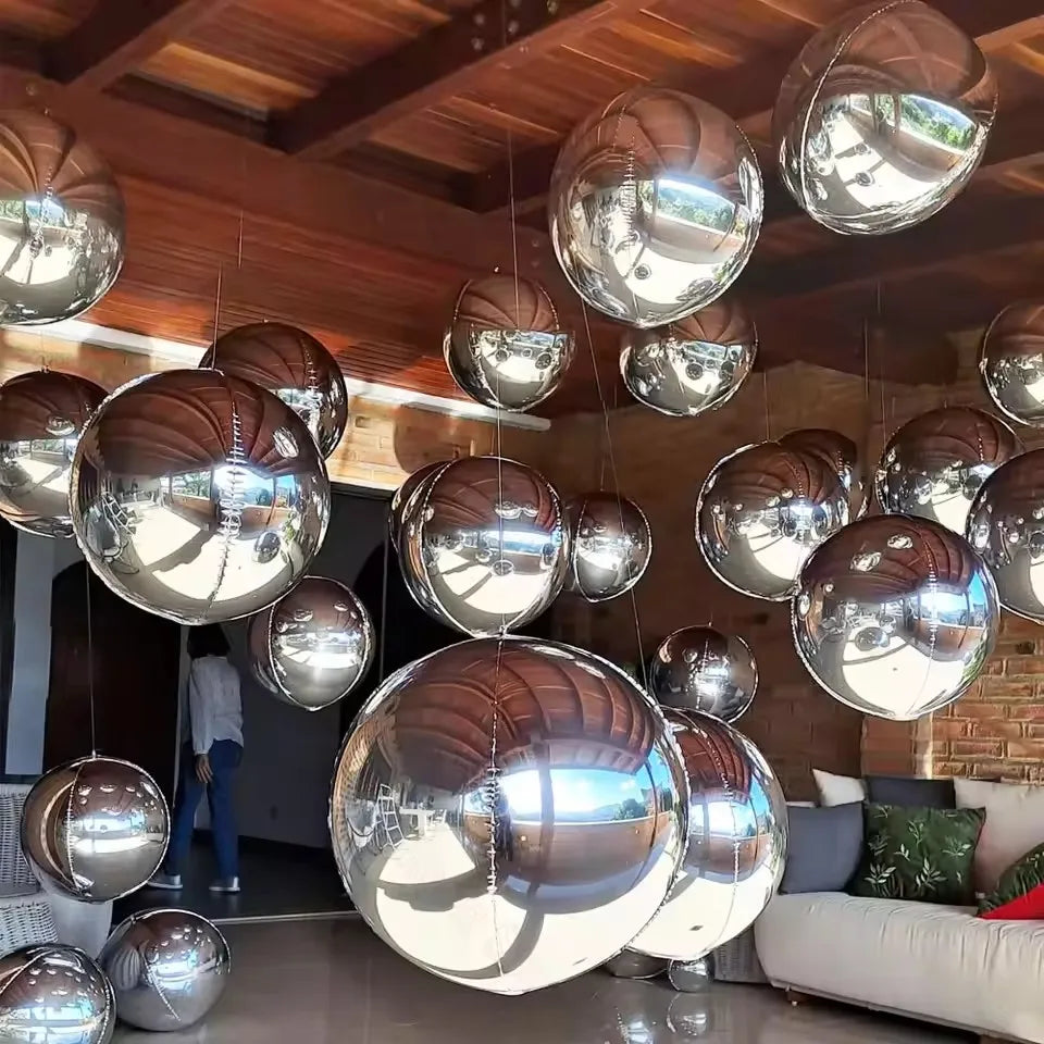 20 Ballons ronds 4D de 10 pouces Rouges Argentés en feuille d'aluminium Ballons de fête à thème d'anniversaire Douche de bébé Décoration de mariage Faveur Jouet pour enfants Air Globos