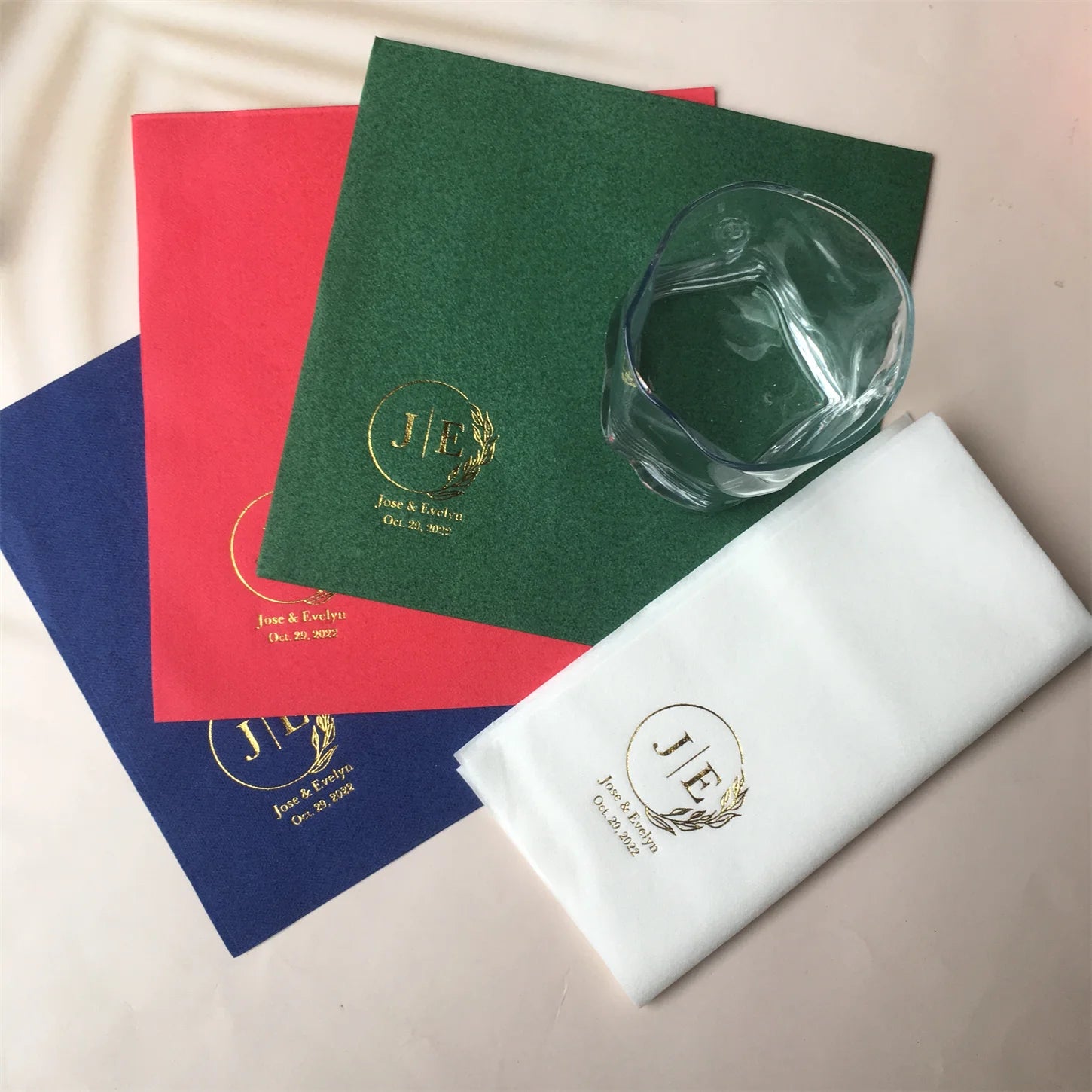 50pcs Personalized Napkins Wedding Engagement Party Table Dinner Decoration Custom Bar Napkins LOTS of COLORS Avail