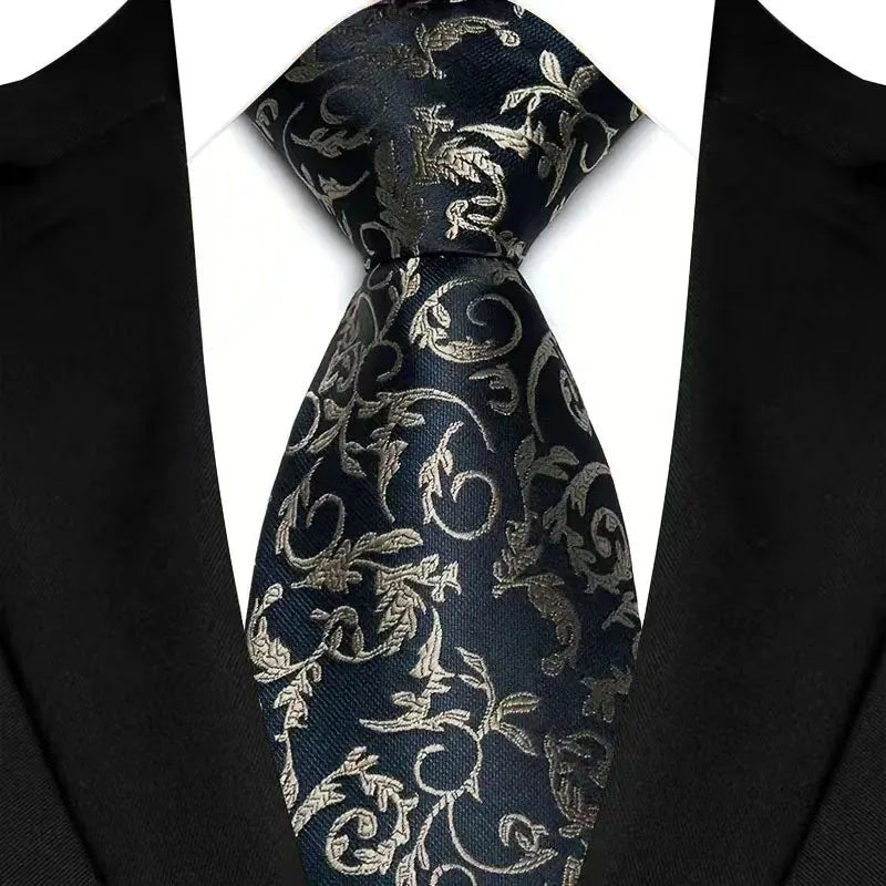 Cravate de luxe 8CM pour homme, motifs floraux et cachemire, tissée jacquard, accessoires pour occasions d'affaires et de mariage.