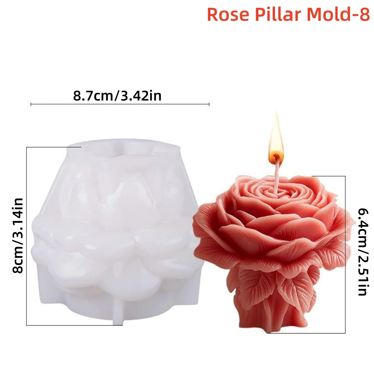 Moule en silicone pour bougie pilier rose 3D, colonne de fleurs géométriques, moule à plâtre pour bougie parfumée, ornement, cadeau fait à la main, décoration de mariage