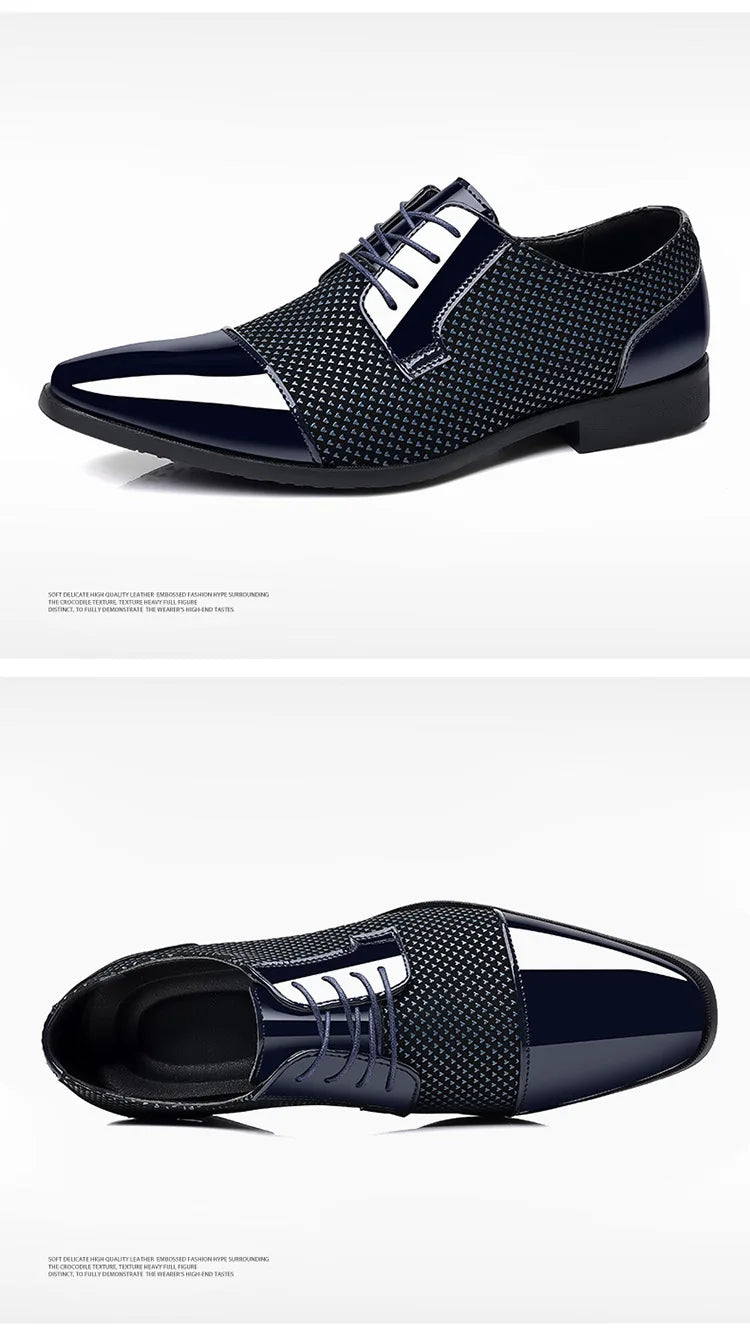Chaussures habillées classiques tendance pour hommes Richelieus en cuir verni Chaussures de mariage formelles en cuir noir à lacets 2023