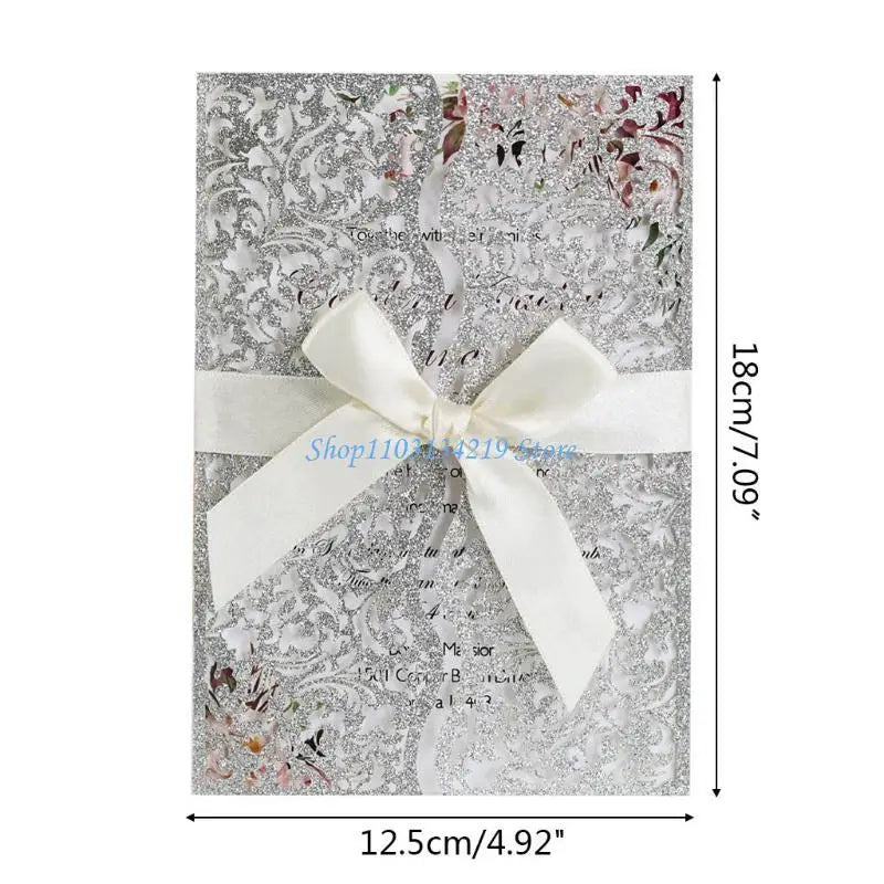 20 cartes d'invitation à paillettes creuses avec enveloppes et ruban pour mariage, Saint-Valentin, fête prénuptiale, fournitures de fête