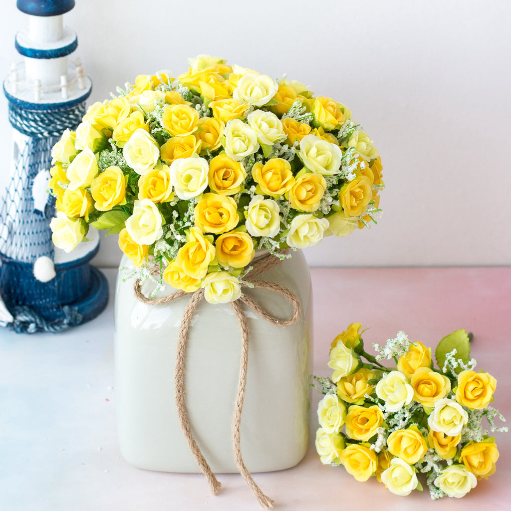 Bouquet de roses artificielles diamant – 21 fleurs, 7 tiges