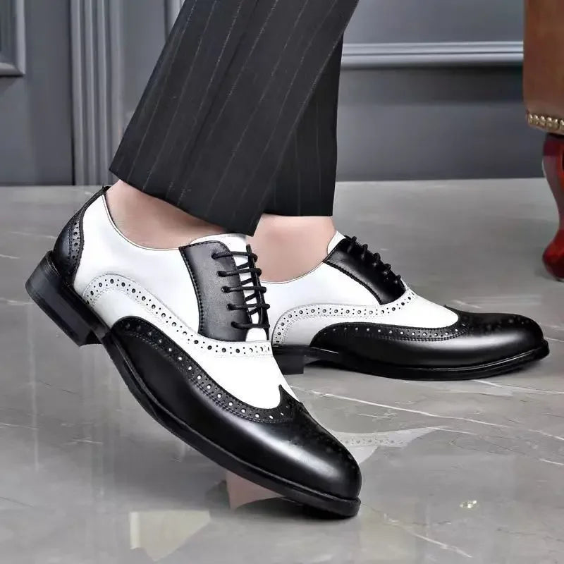 Chaussures habillées multicolores pour hommes Chaussures en cuir rétro pour hommes Chaussures d'affaires baroques pour hommes Chaussures décontractées Oxford pour hommes Erkek Ayakkabı