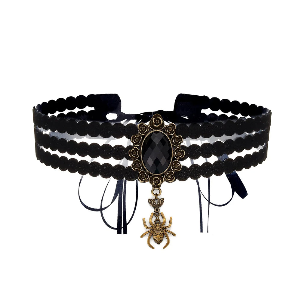 Collier ras-du-cou « rose épanouie en dentelle gothique » — style Lolita