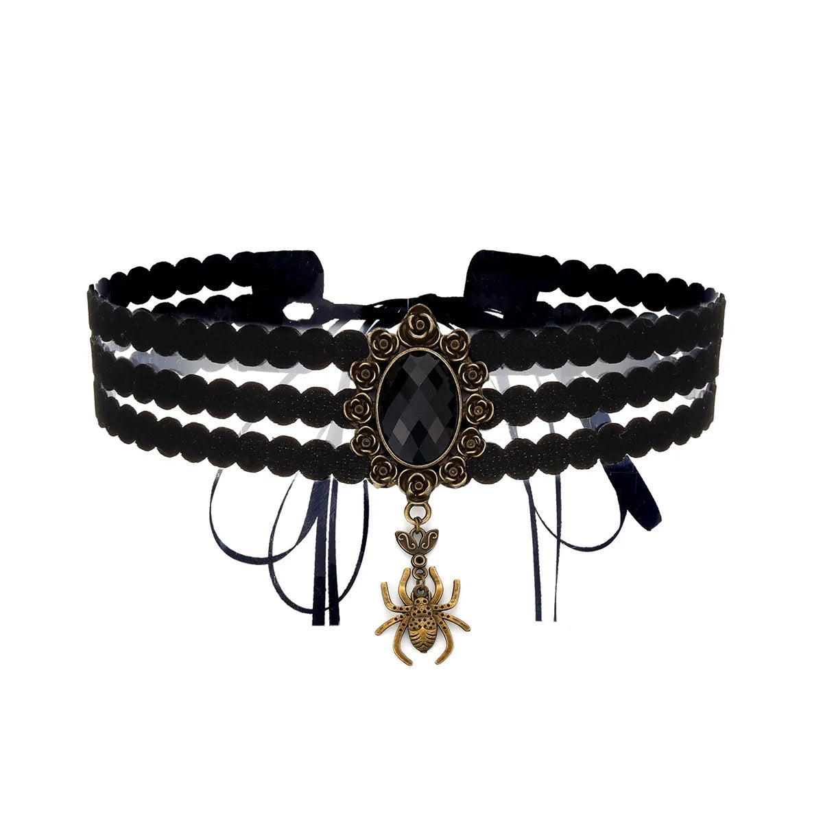 Collier ras-du-cou « rose épanouie en dentelle gothique » — style Lolita