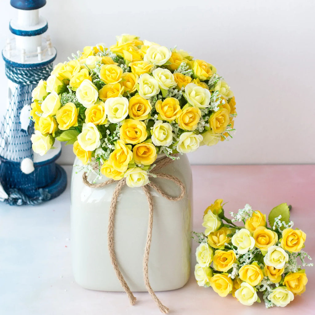 Bouquet de roses artificielles diamant – 21 fleurs, 7 tiges