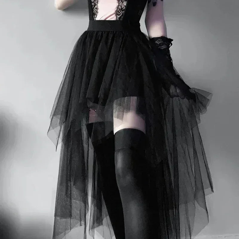 Jupes décontractées Punk Sexy en maille taille haute irrégulière pour femmes, nouvelle jupe polyvalente de style gothique européen et américain pour l'été