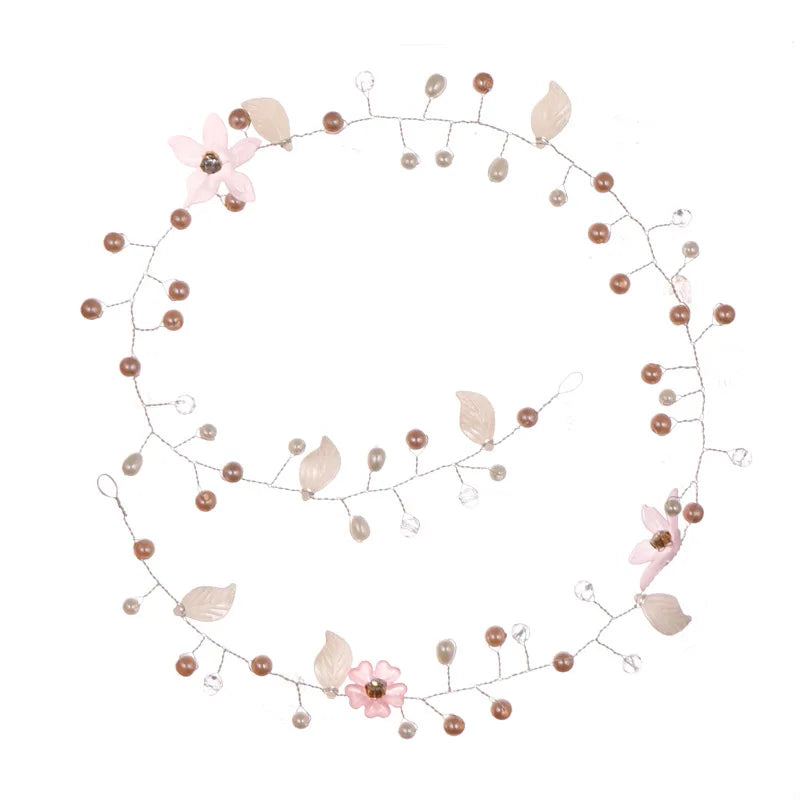 Accessoires de cheveux de mariage Bandeau de perles de mariée Bandeau doré Bijoux de cheveux de fleurs de mariée Bandeau de princesse Cadeau fait main pour fête