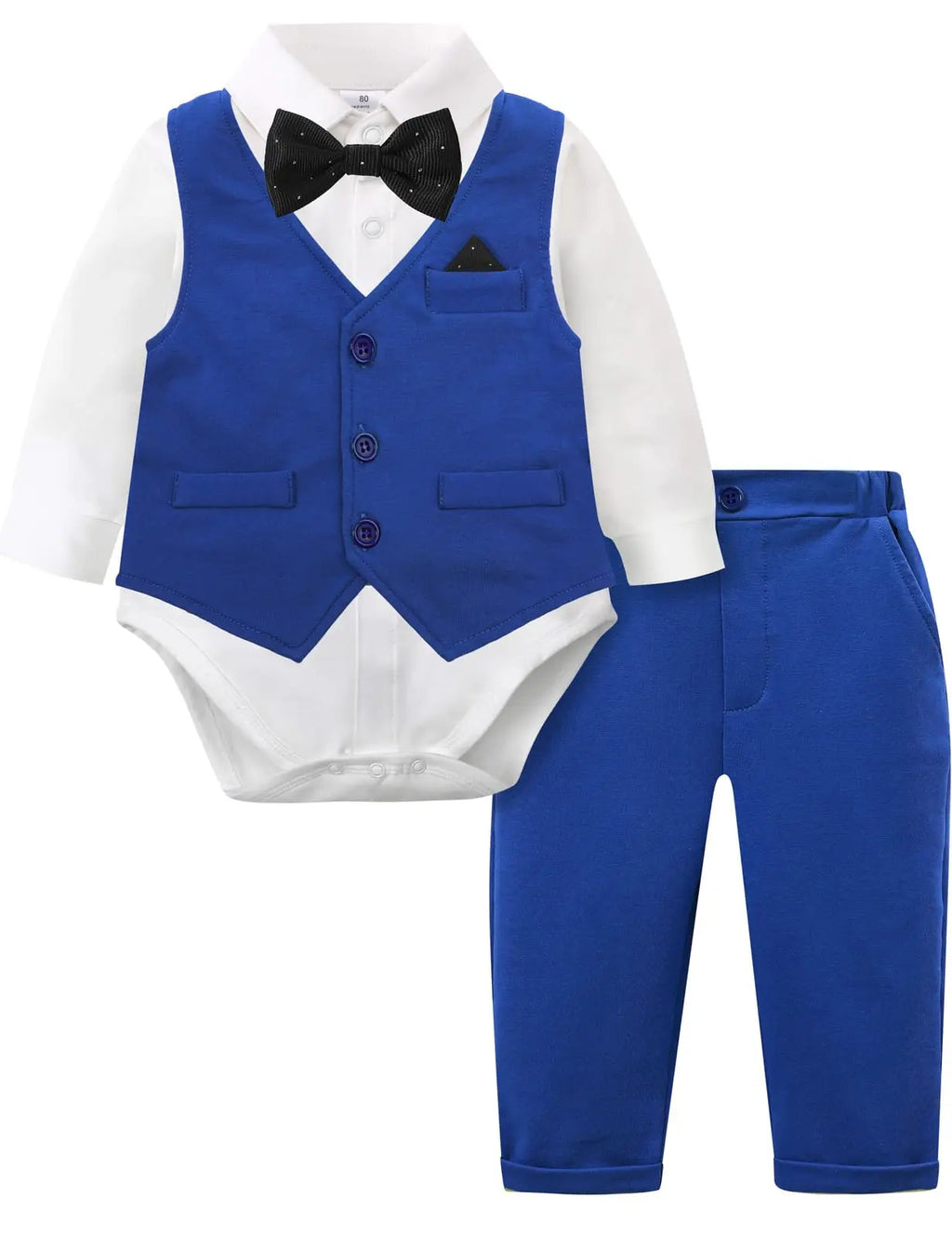 Ensemble Costume Bébé Garçon Tenue Formelle pour Mariage 1er Anniversaire Nouveaux-nés Barboteuse Gilet Pantalon Vêtements de Gentleman