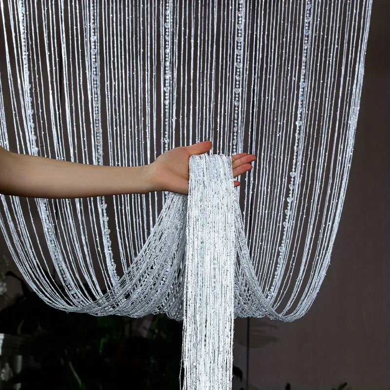 1 rideau de perles à pampilles en acrylique - Séparateur de pièce de 1x2m pour décoration de mariage et séparation de maison | Design scintillant élégant