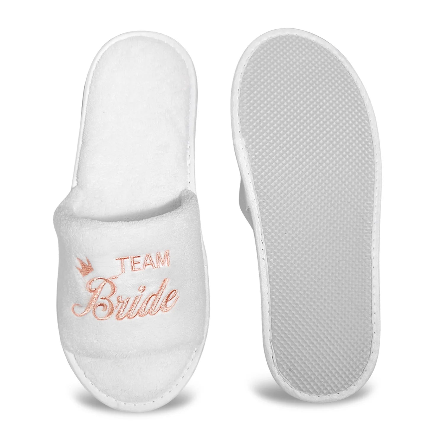 Chaussons de mariée et de demoiselle d'honneur, Chaussons de mariage à enfiler pour invités, à bout ouvert avec broderies dorées, vert menthe et roses