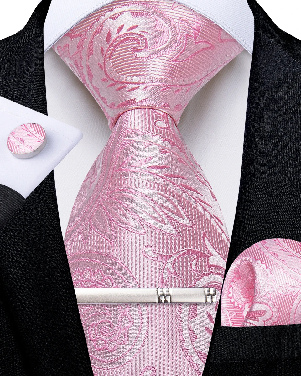 Men's Silk Paisley Tie Set – Pocket Square, Cufflinks & Tie Clip | Groom & Groomsmen