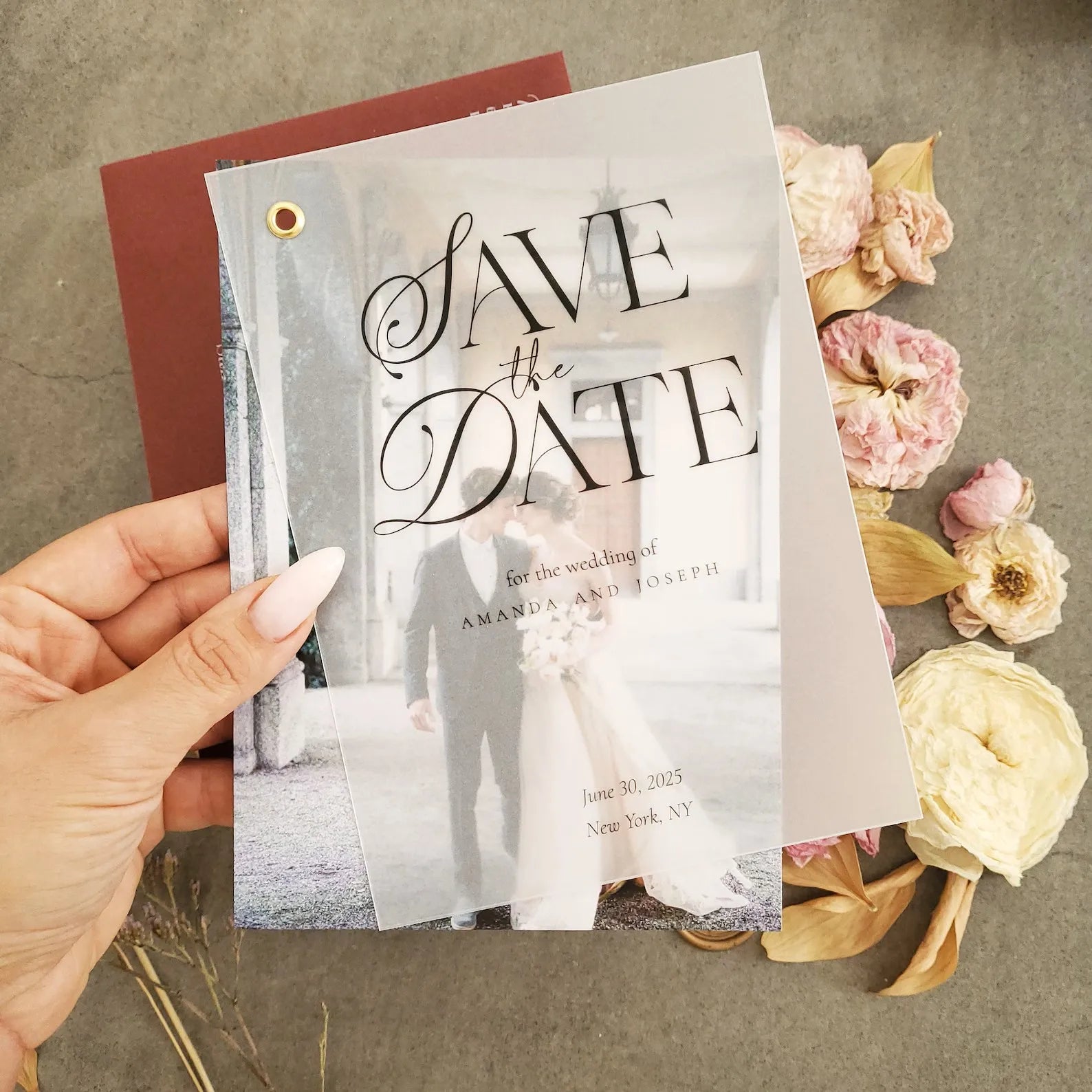 Faire-part de mariage élégant et personnalisé avec papier calque, annonce de mariage, fiançailles, nom personnalisé, fournitures de fête