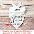 Bandana pour chien personnalisée « Mes humains se marient » à attacher – Accessoire de mariage pour animaux de compagnie – Cadeau de fiançailles – Photographie des mariés