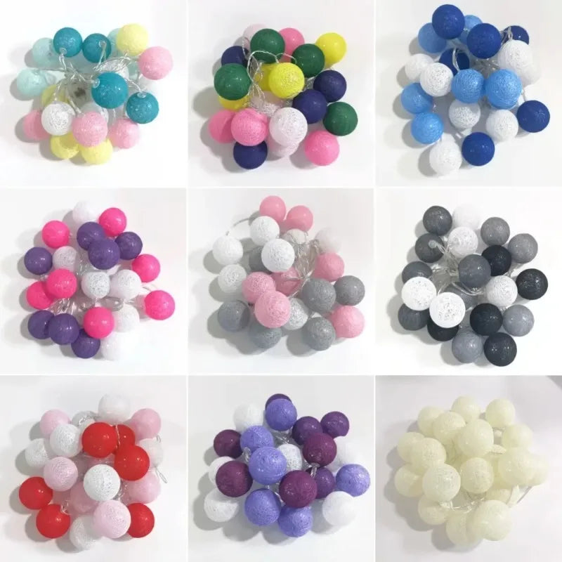 Wedding Garland 2026 Valentine's Day Room Decor Festoon Fairy LED Cotton Ball Light String Outdoor Party Ramadan Decoration