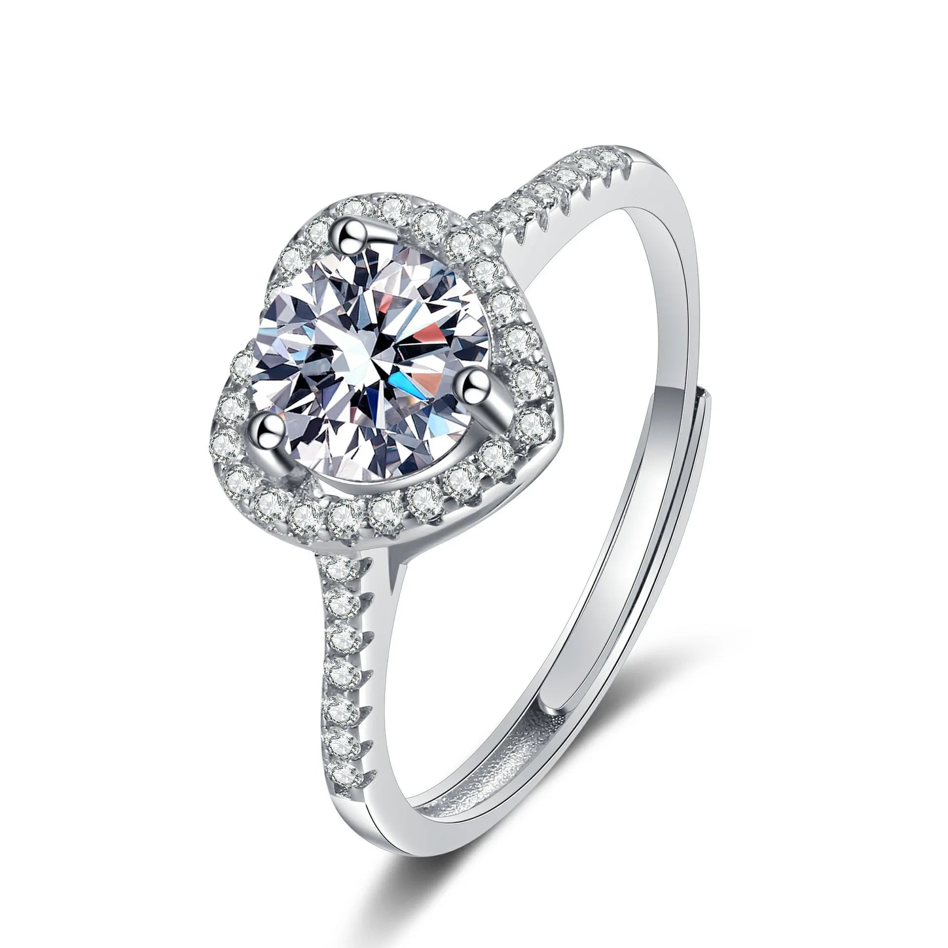 Bague en argent sterling 925 en forme de cœur avec zircone brillante pour femme, fiançailles, mariage, bijoux fins de luxe de haute qualité
