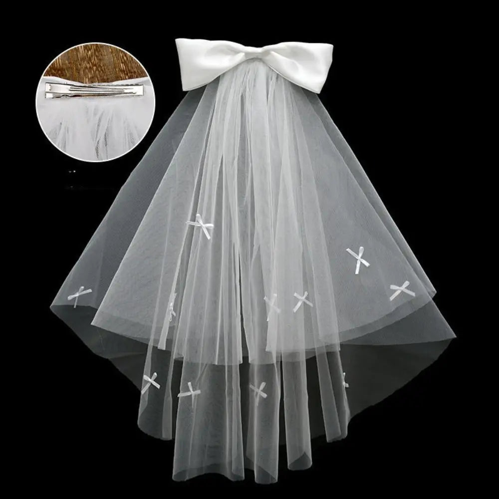 Fleur de mariage Voile de mariée Ruban de perles Tulle de tête de mariée Double couche Coiffe de mariée Tulle de mariage pour femme