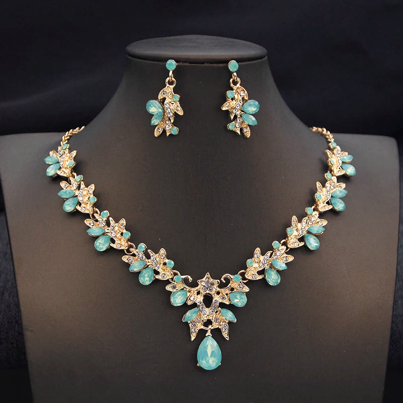 Princess Crown Bridal Jewelry Set — Necklace, Earrings & Crown