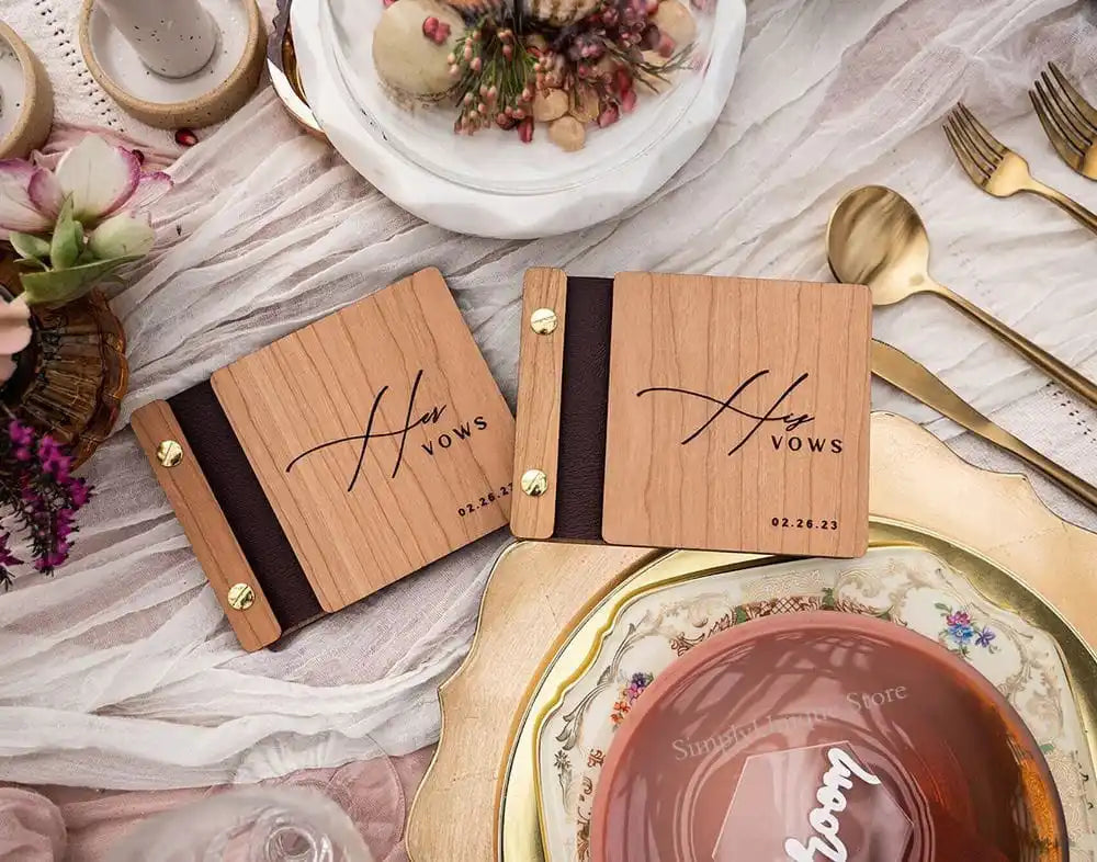 Custom Wooden Vow Books – His & Hers Wedding Vow Booklets | Bride & Groom Keepsake