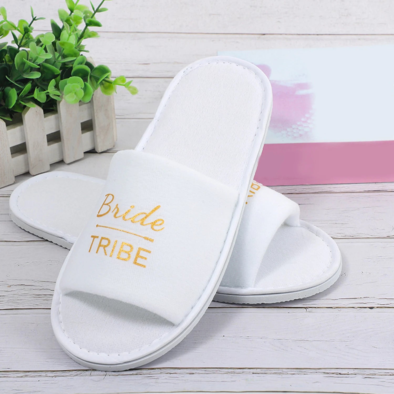 Chaussons personnalisés pour le mariage des demoiselles d'honneur Mariée / Cadeau pour demoiselle d'honneur feuille d'or rose paillettes or Chaussons ouverts