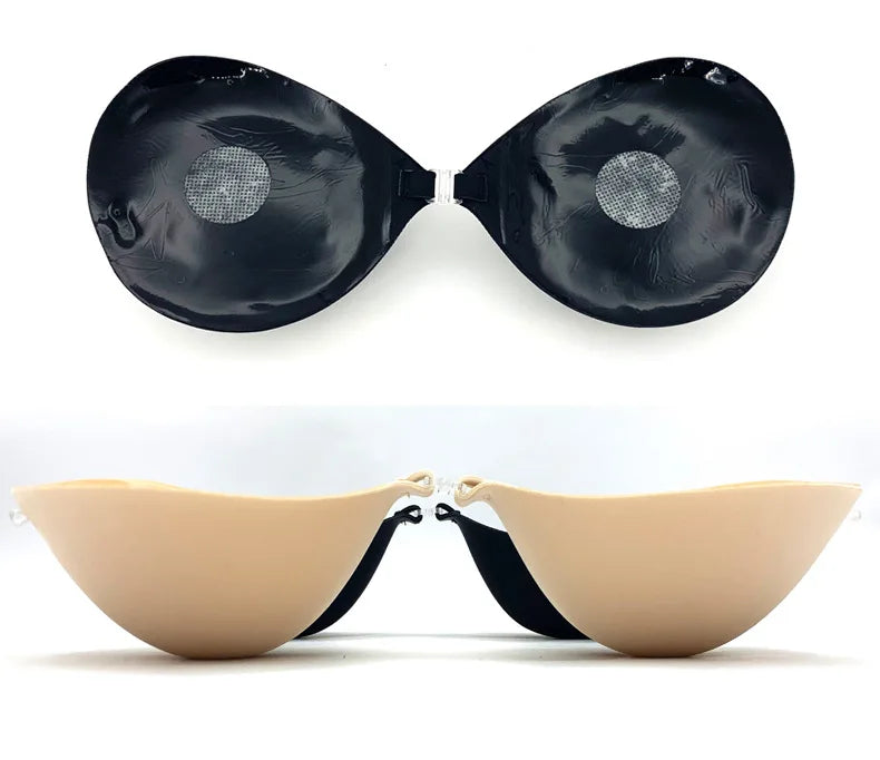 6cm Lift Silicone Adhesive Bra - Waterproof Invisible Push Up for Wedding & Backless Dresses, Natural Curve for Small Chest