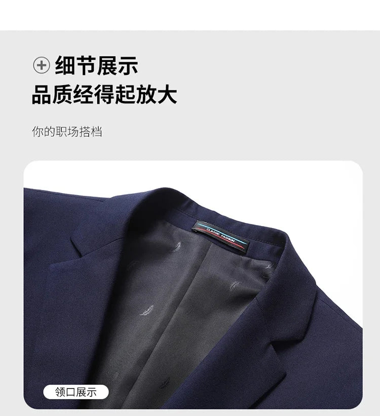 Solid Color Blazer Men's Fashion Business Solid Color British Style Professional Work Groom Wedding Dress Best Man Blazer Jacket