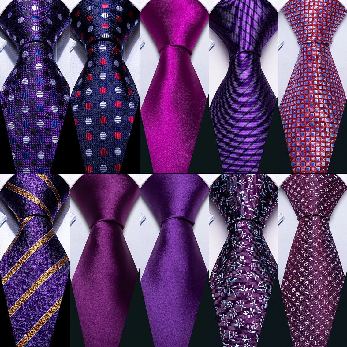Cravate Homme en Soie Violette Unie avec Pochette Barry.Wang, Ensemble de Cravate et Mouchoir de Poche, Nœuds Papillons Floraux Paisley pour Homme, Cadeau pour Fête, Marié