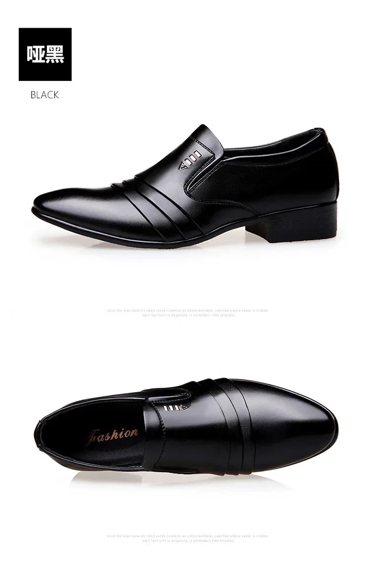 Chaussures habillées pour hommes en cuir PU, mocassins d'affaires tendance pour hommes, chaussures noires pointues Oxford respirantes pour mariage formel